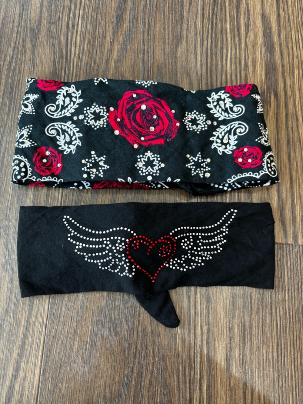 Women's Black Red Rose & Winged Heart Headbands - Stylish Hair Accessories
